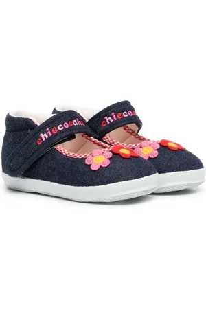 Miki House Ballerines en jean à fleurs brodées