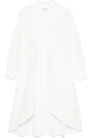 Self-Portrait Robe-chemise en coton à broderies