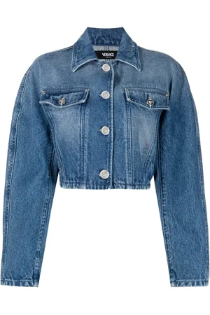 VERSACE Veste en jean à coupe crop