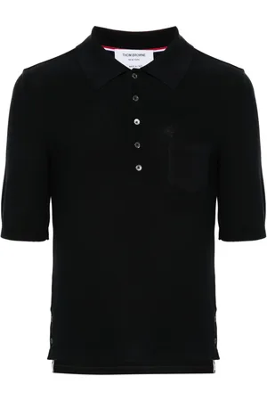 Thom Browne Polo en soie à détail 4 bandes signature