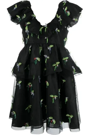 Ganni Robe courte volantée à imprimé animalier