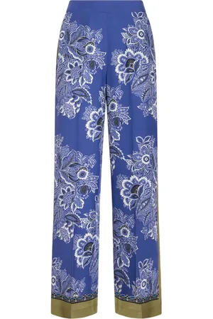Etro Pantalon droit en soie à imprimé bandana