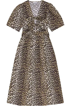 Ganni Robe mi-longue à imprimé léopard