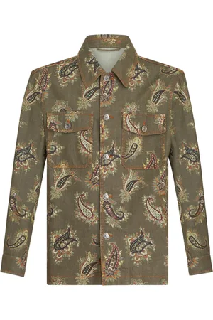 Etro Veste en jean à imprimé cachemire