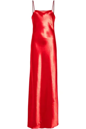 FORTE FORTE Robe longue en satin à encolure carrée