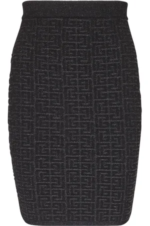 Balmain Minijupe à logo PB en intarsia
