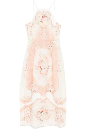 Twin-Set Robe mi-longue en lin imprimé
