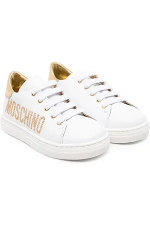 Moschino Baskets en cuir à logo clouté