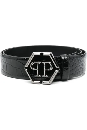 Philipp Plein Ceinture en cuir à boucle logo Hexagon