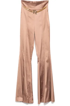 Elisabetta Franchi Pantalon en satin à coupe évasée