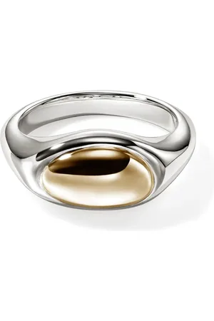 John Hardy Bague Pebble en or 14ct pavée de diamants