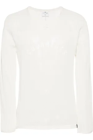 Courrèges T-shirt en résille à logo imprimé