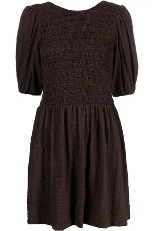 Ganni Robe courte froncée à rayures