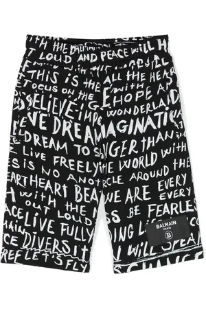 Balmain Short en coton à imprimé graphique
