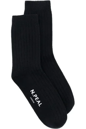 N.PEAL Chaussettes nervurée en cachemire