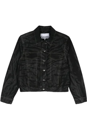Ganni Veste en jean à imprimé zèbre