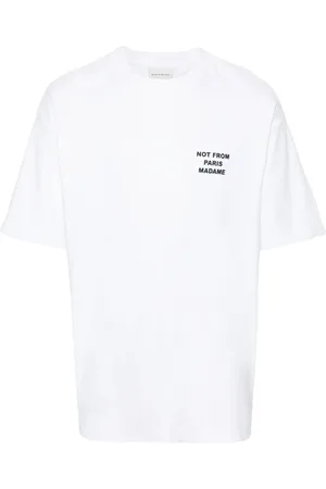 Drôle de Monsieur T-shirt en coton à slogan imprimé