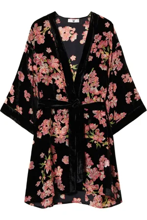 Twin-Set Robe de chambre en velours à fleurs