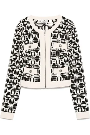 Elisabetta Franchi Cardigan crop à logo en jacquard