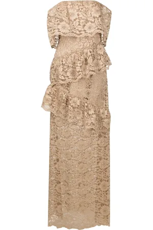 Lethicia Bronstein Robe en dentelle fleurie Adalet à coupe longue
