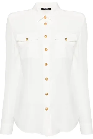 Balmain Chemise en soie à boutons embossés