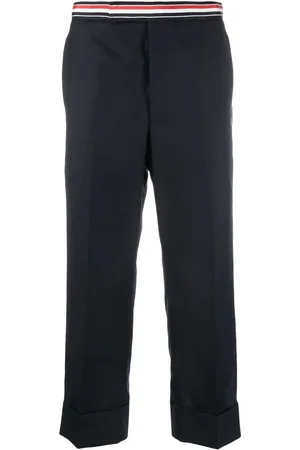 Thom Browne Pantalon de tailleur crop à bande tricolore