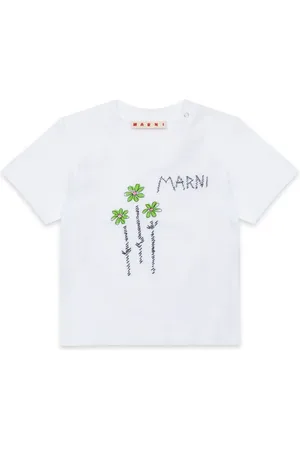 Marni T-shirt en coton à fleurs brodées