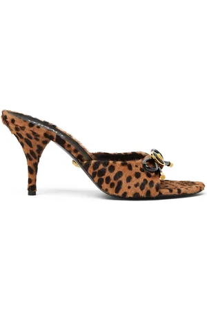 VERSACE Mules Opera Bow 85 mm à imprimé léopard