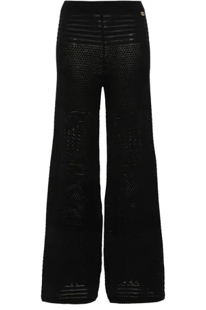 Twin-Set Pantalon palazzo en maille pointelle