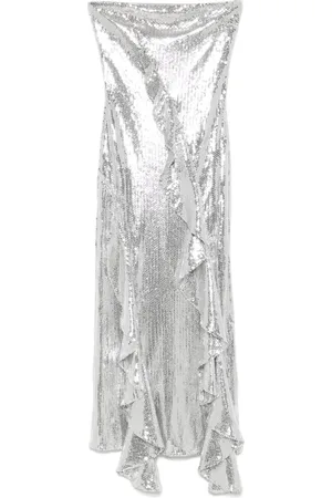 ROTATE Robe longue ornée de sequins à volants