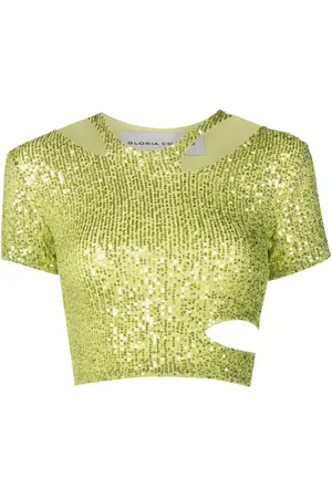 Gloria Coelho Haut crop à sequins brodés