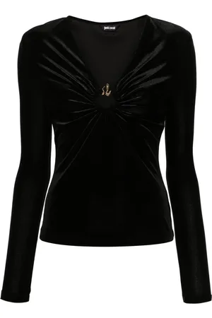 Roberto Cavalli Blouse en velours à effet peau de serpent