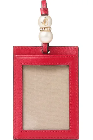 Jimmy Choo Porte-cartes en cuir à détails de perles