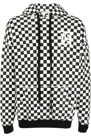 R13 Hoodie en coton à damier