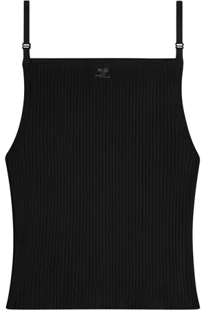 Courrèges Débardeur nervuré à logo brodé