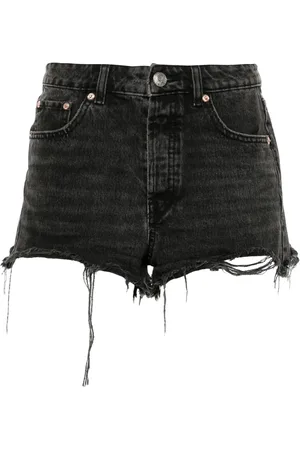 LOULOU Short en jean à ornements strassés