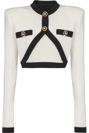Balmain Cardigan en maille à coupe crop
