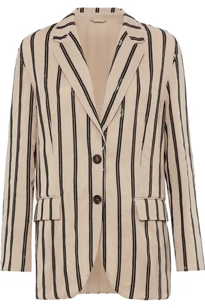 Brunello Cucinelli Blazer rayé à sequins