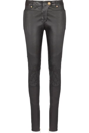 Balmain Pantalon en cuir à coupe skinny