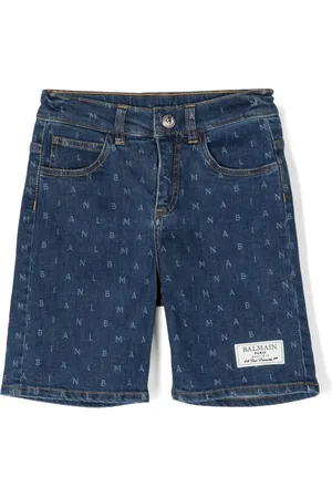 Balmain Short en jean à logo imprimé