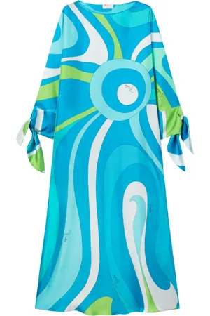 Puccini Robe-caftan en soie à imprimé Marmo