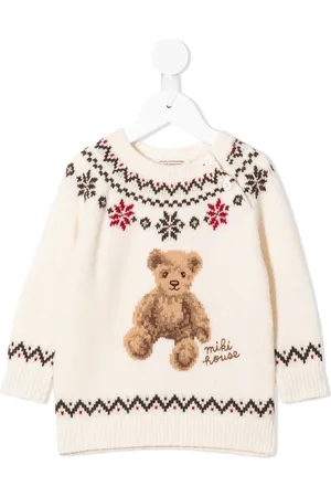 Miki House Pull Teddy Bear en intarsia