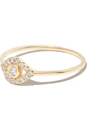Sydney Evan Bague Evil Eye en 14ct ornée de diamants