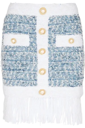 Balmain Minijupe en tweed à franges