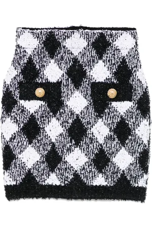 Balmain Minijupe en tweed à carreaux vichy