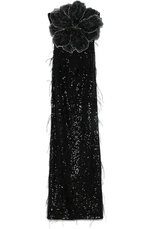 NISSA Robe longue à fleurs appliquées
