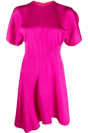 Victoria Beckham Robe courte en satin à col rond