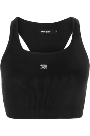 MISBHV Haut crop nervuré à logo brodé