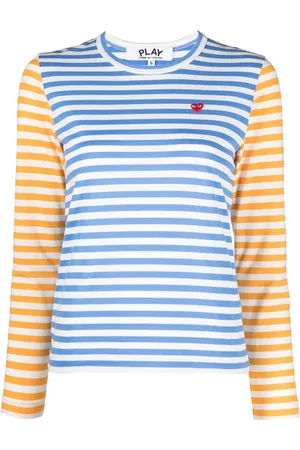 Comme des Garçons T-shirt rayé à patch logo