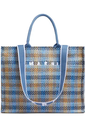 Marni Sac de shopping en raphia à logo brodé